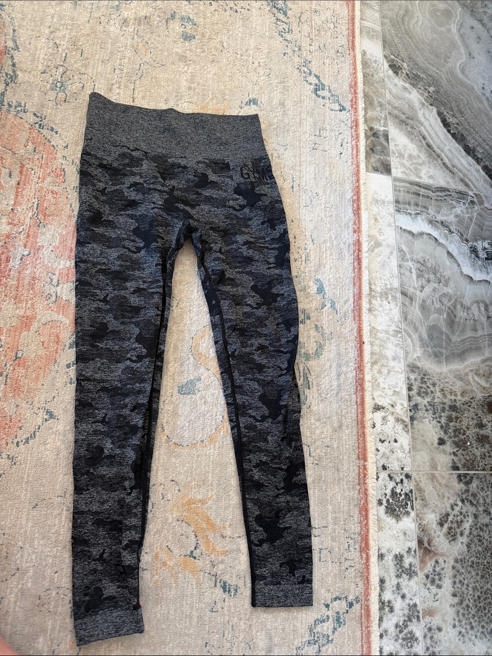Gymshark Black & Gray Camo Seamless High-Waist Leggings